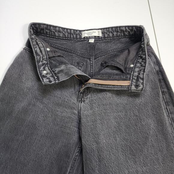 Abercrombie & Fitch Womens High Rise Taper Jean Curve Love Size 2 Long Black - Picture 6 of 13